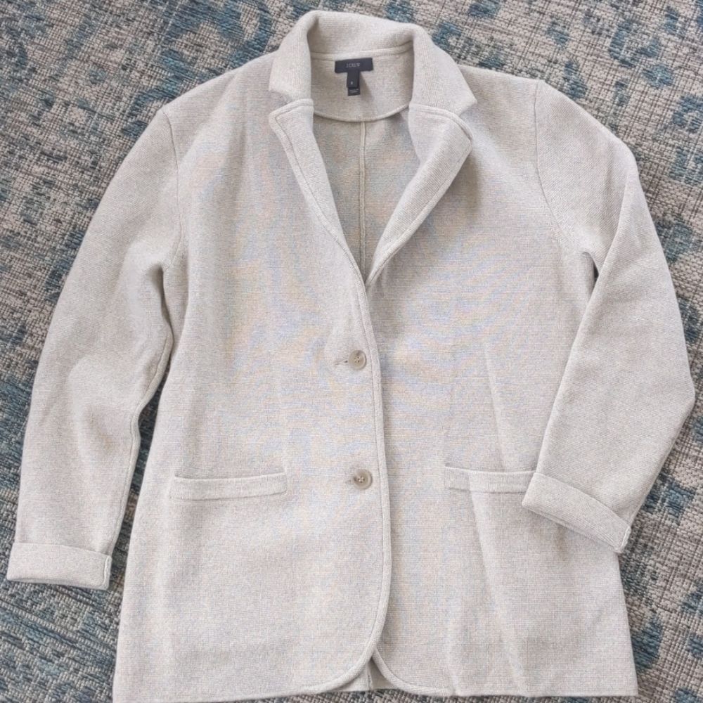 J Crew Sweater Blazer NWOT Small 100% merino wool